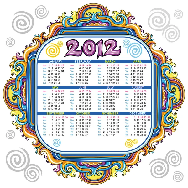 Decorative calendar for 2012 — Stock Vector