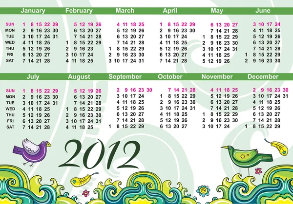 Calendario decorativo per il 2012 — Vettoriale Stock