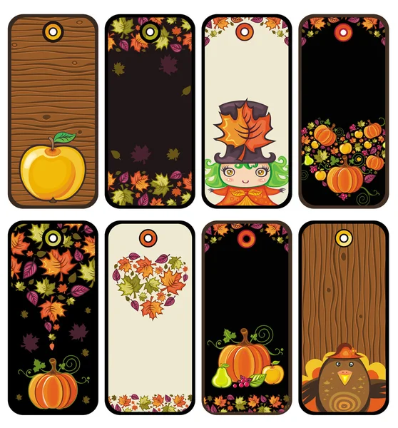 Jeu de tags Thanksgiving en couleurs marron — Image vectorielle