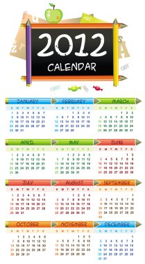 Educational calendar for 2012 clipart