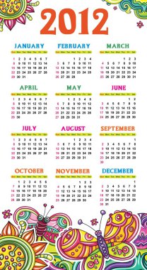 Colorful calendar for 2012 clipart