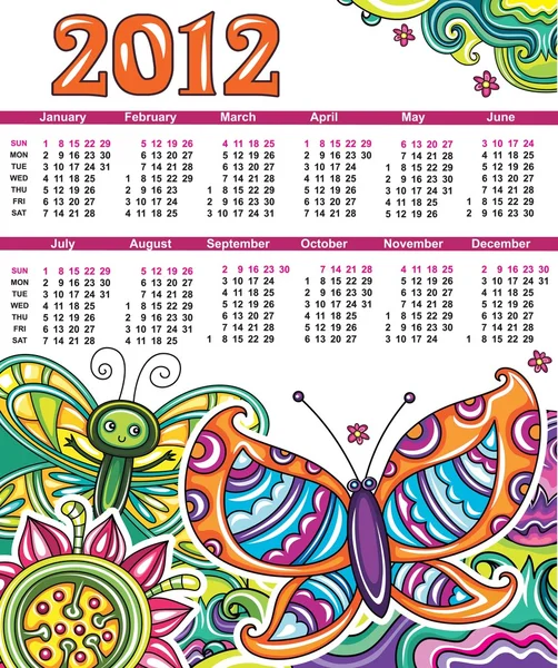 Calendrier coloré pour 2012 — Image vectorielle