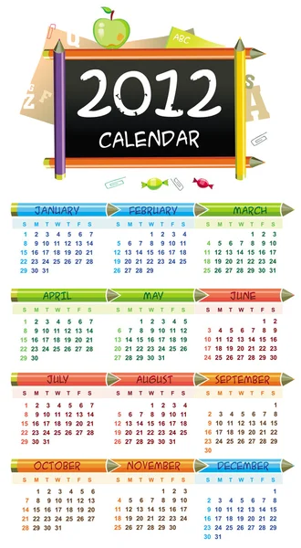 Calendario educativo para 2012 — Archivo Imágenes Vectoriales