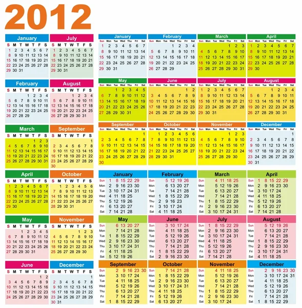 Calendarios coloridos para 2012 — Vector de stock