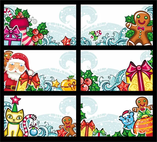 Σειρά πολύχρωμα Χριστουγεννιάτικες κάρτες — Διανυσματικό Αρχείο