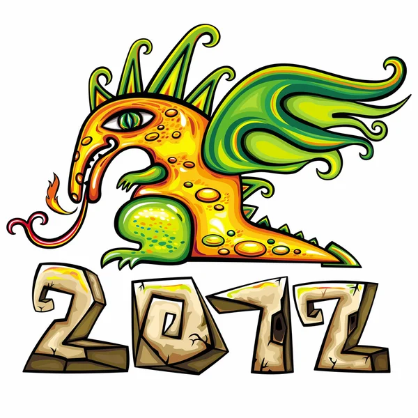 Draak, symbool van het nieuwe jaar 2012 — Stockvector