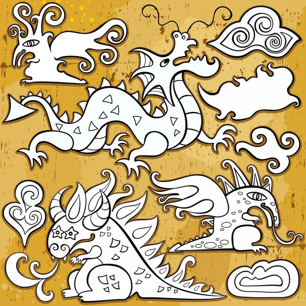 Dragons icon set — Stock Vector