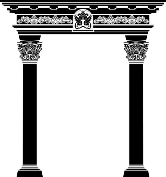 Arco clássico com coluna de filigrana e padrão — Vetor de Stock