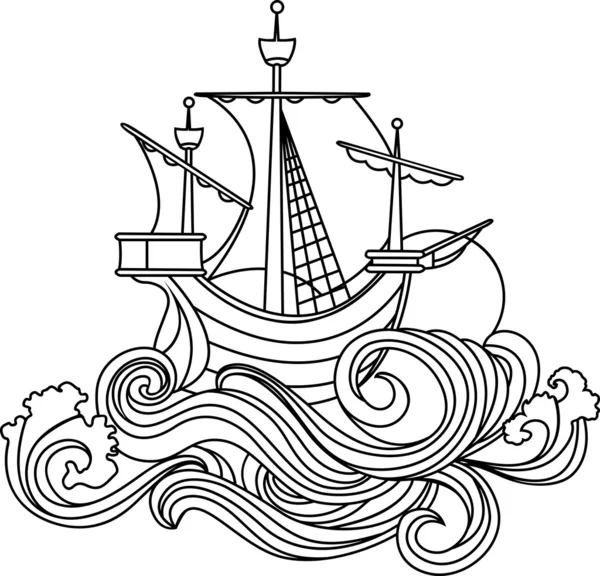 Вітрильне судно в стилі модерн — стоковий вектор