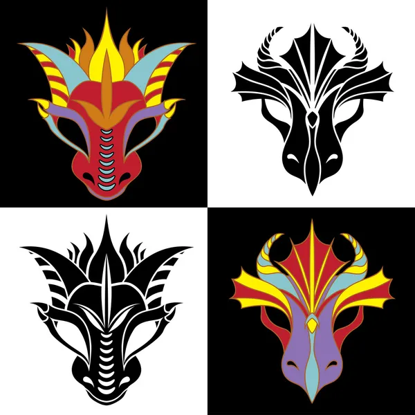 Dragon mask set — Stock Vector