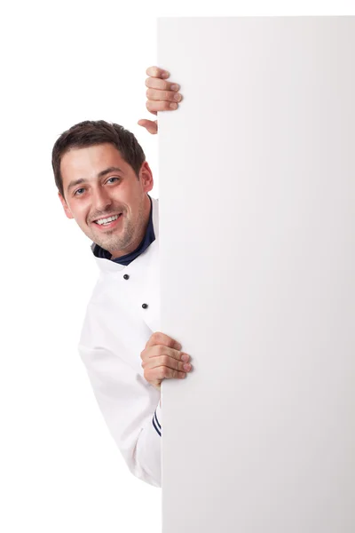 Chef masculino sosteniendo tablero en blanco —  Fotos de Stock