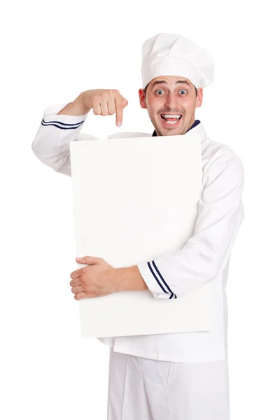 Чоловічий шеф-кухар з меню . — стокове фото