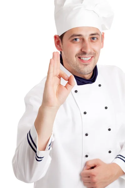 厨师给 ok 标志kocken ger ett ok tecken — Stockfoto