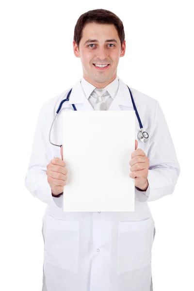 Doctor with placard — Stock Photo, Image