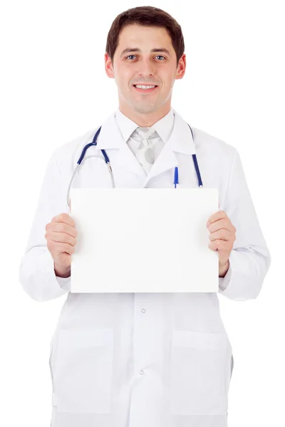 Doctor con pancarta — Foto de Stock