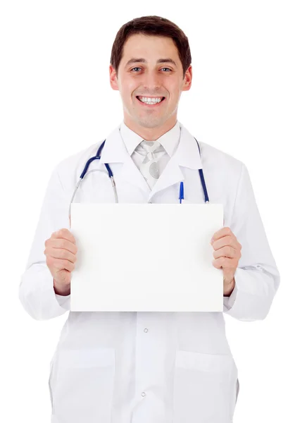 Doctor con pancarta — Foto de Stock