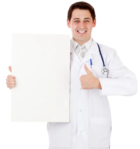 Доктор с плакатом — стоковое фото