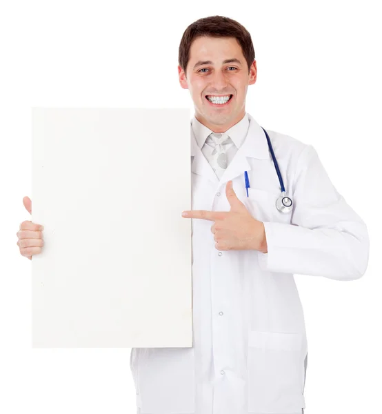 Arzt mit Plakat — Stockfoto