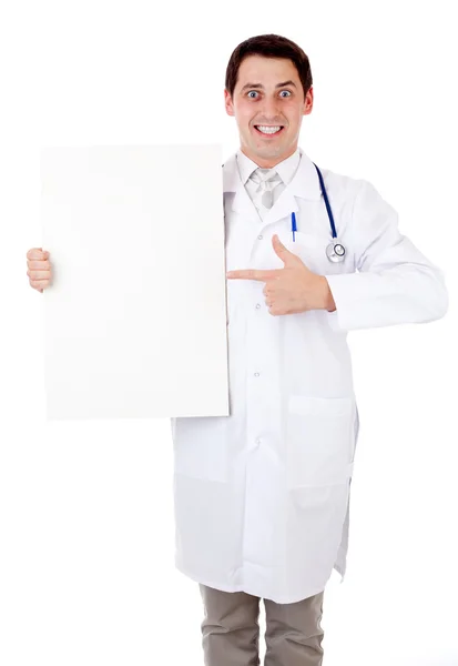 Läkare med plakat — Stockfoto