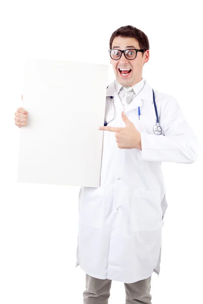 Doctor with placard — Stock Photo, Image