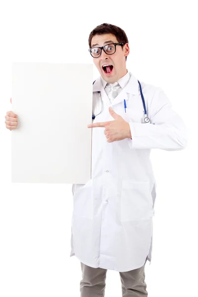 Doutor com cartaz — Fotografia de Stock