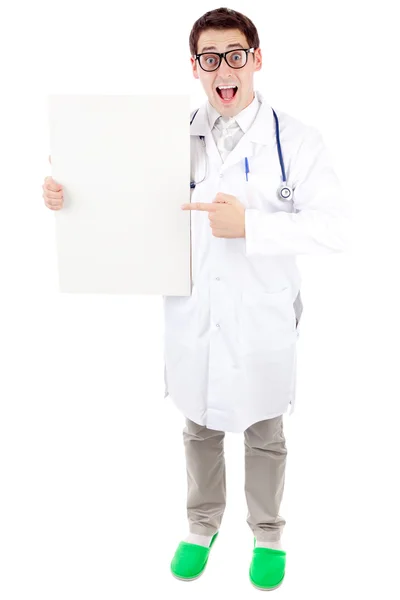 Доктор с плакатом — стоковое фото