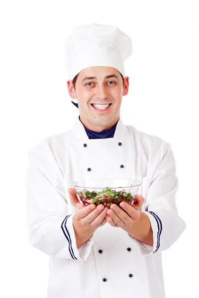 Chef com salada — Fotografia de Stock
