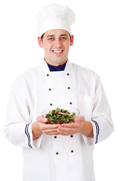 Chef con ensalada —  Fotos de Stock