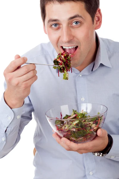 Mann und Salat — Stockfoto