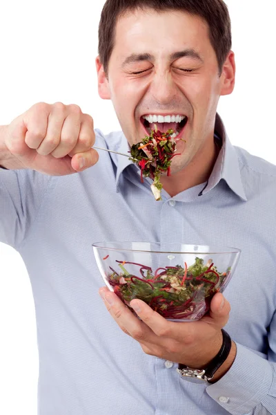 Man and salad — Stock Photo, Image