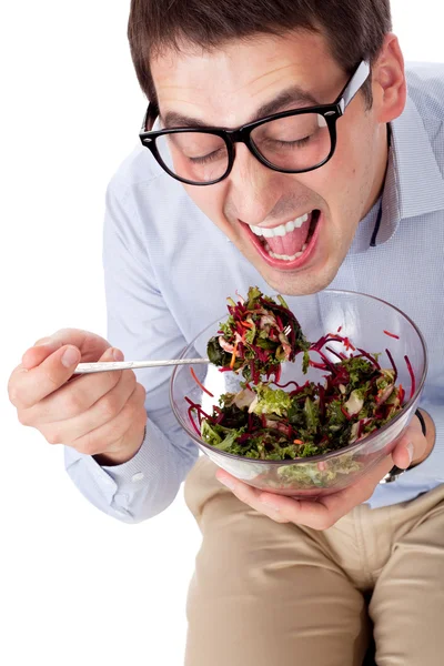 Homem e salada — Fotografia de Stock