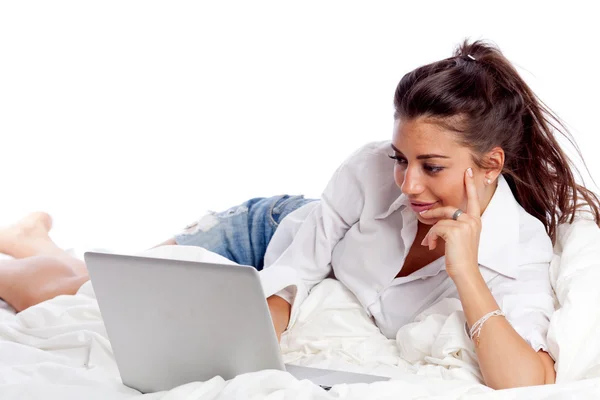 Woman with laptop Stock Photo