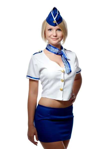 Porträt der schönen Stewardess lizenzfreie Stockbilder