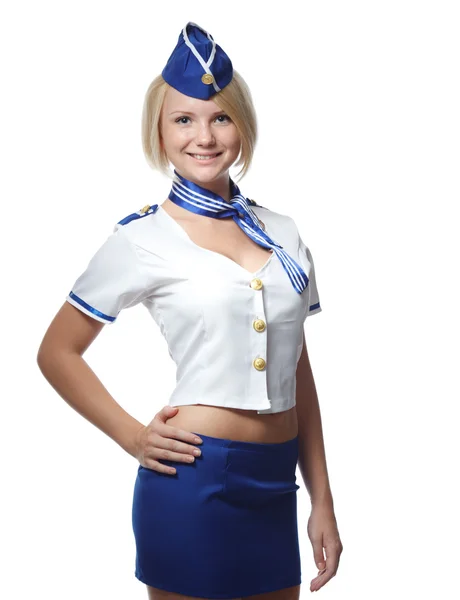 Porträt der schönen Stewardess Stockbild
