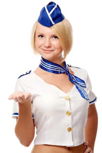 Porträt der schönen Stewardess Stockfoto