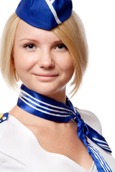 Portrait of beautiful stewardess Stock Photo