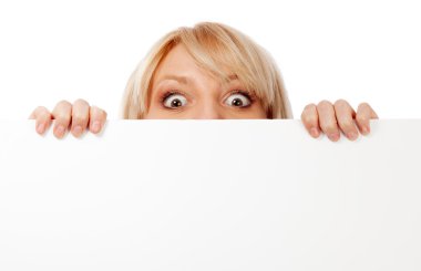 Beautiful woman looking surprised and scared clipart