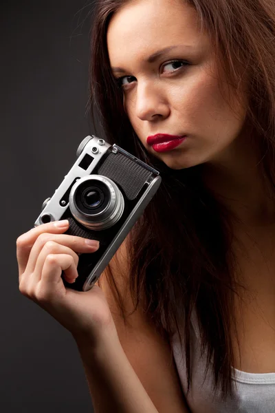 Mulher com câmera — Fotografia de Stock