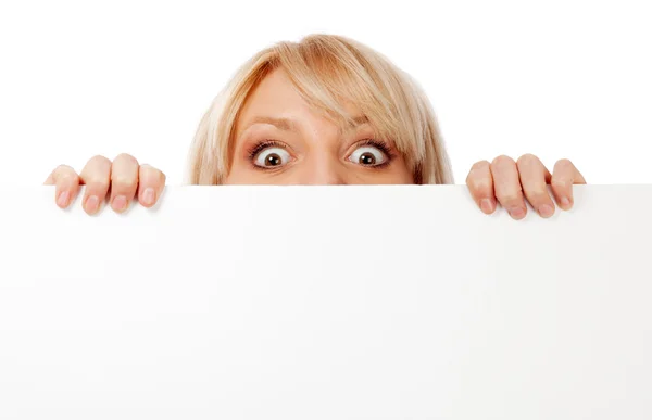 Beautiful woman looking surprised and scared — Stock Photo, Image