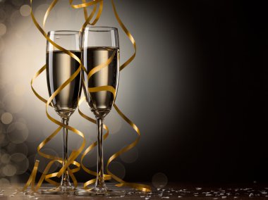 Pair glass of champagne clipart