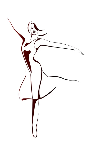 Illustrazione stilizzata della ragazza danzante — Vettoriale Stock