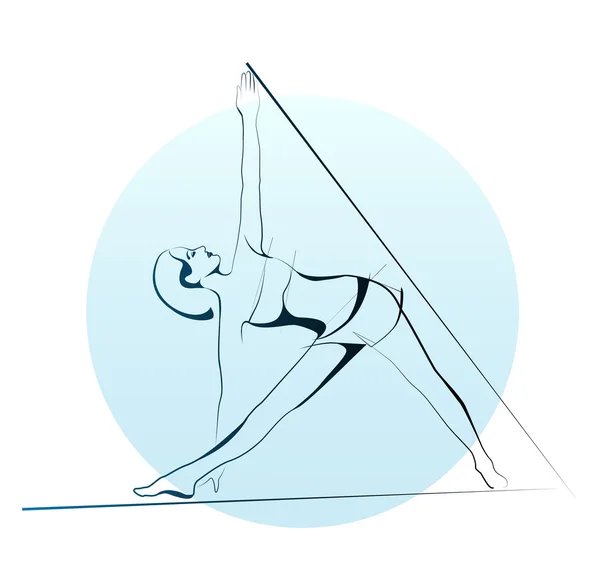 Kız yoga egzersiz yaparken anahat çizimi — Stok Vektör