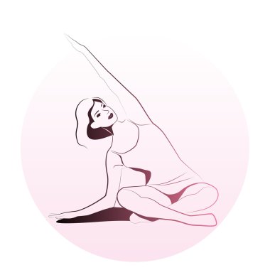 Outline illustration of girl doing stretching exercise clipart