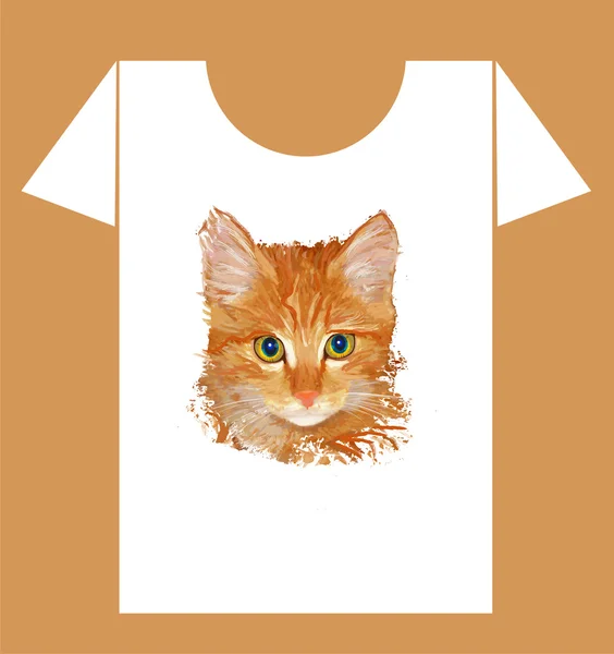 Kindliches T-Shirt-Design mit glücklicher Kuh und Katze — Stockvektor