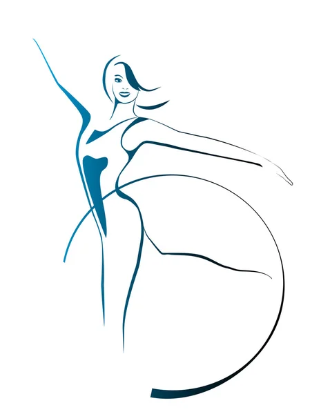 Sketch of girl with gymnastic hoop — Stock Vector