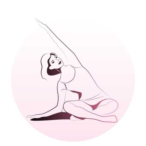 Umriss Illustration von Mädchen bei Stretching-Übung — Stockvektor