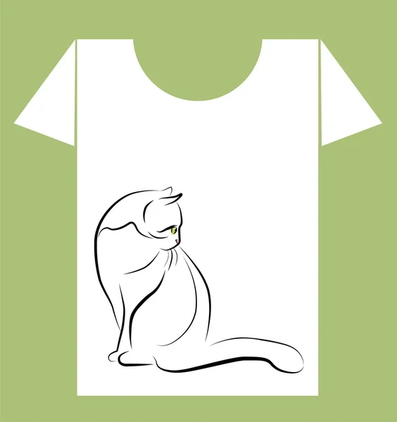 T-shirt design com gato preto —  Vetores de Stock