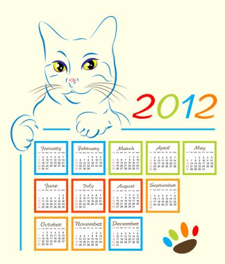 Cat showing calendar design 2012 clipart