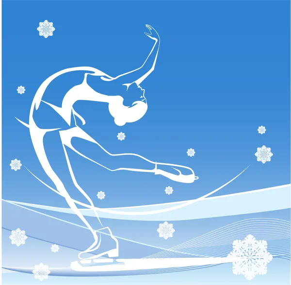 Winter sport. Ladies figure skating. Ice show. — Stock Vector