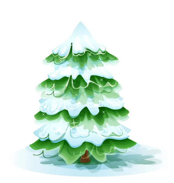 Christmas tree covered with deep snow — Stock Vector